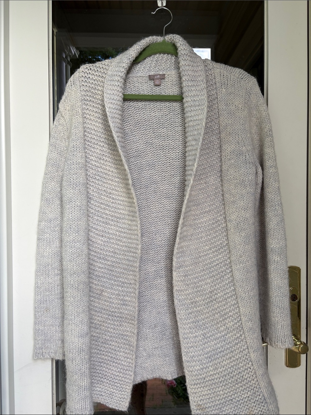 J. Jill Cream Open-Front Shawl Collar Cardigan